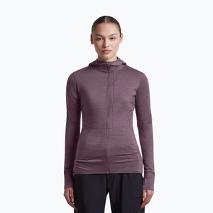Női túra pulóver Icebreaker Merino 200 Realfleece Descender Half Zip Hoodie grey plum
