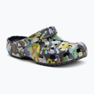 Papucs Crocs Classic Painted Floral black sand