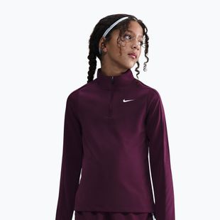 Gyerek edző hosszú ujjú póló Nike Dri-Fit 1/4 Zip bordeaux/white