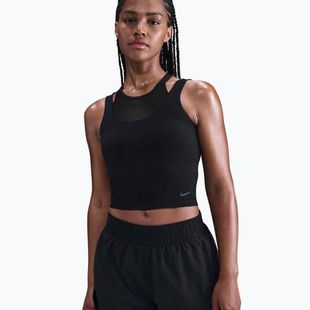 Női edzőfelső Nike One Fitted Dri-Fit Cropped Tank fekete/sötét füstszürke