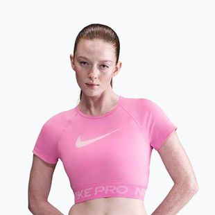 Nike Pro Dri-Fit Graphic Cropped Cropped játékos rózsaszín/rózsaszín hab/fehér női edzőfelső