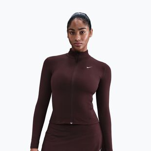 Női edzőfelső Nike One Fitted Dri-Fit Full-Zip burgundy crush/white