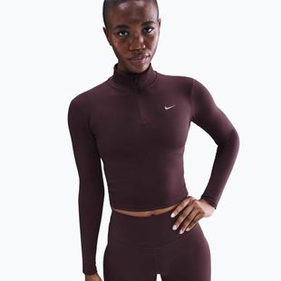 Női hosszú ujjú Nike One Fitted Dri-Fit 1/4 Zip Mid Layer burgundy crush/white