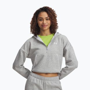 Női Under Armour Rival Fleece Piped HZ kapucnis pulóver mod szürke világos melírozott/fehér