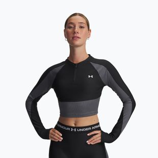 Női Under Armour HeatGear Rib 1/4 Zip edző hosszú ujjú fekete/castlerock/fehér