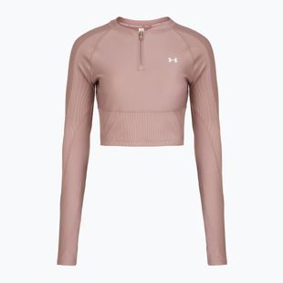 Női edző hosszú ujjú Under Armour HeatGear Rib 1/4 Zip turmalin rózsaszín/turmalin rózsaszín/fehér