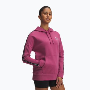 Női kapucnis pulóver Under Armour Icon Fleece Taped Hoody fuchsia dusk/white