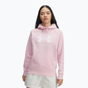 Női Under Armour Rival Fleece Big Logo kapucnis pulóver prime pink/white