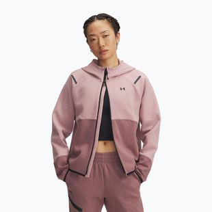 Női pulóver Under Armour Unstoppable Fleece HZ tourmaline pink/maroon mist/black