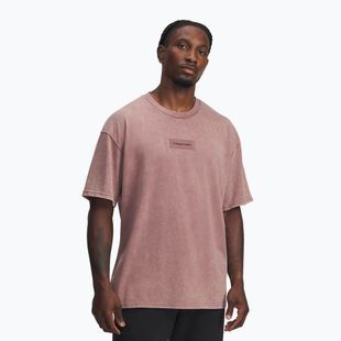 Férfi edző póló Under Armour Project Rock Heavyweight Oversized maroon mist/black