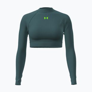 Női hosszú ujjú edzőfelső Under Armour HeatGear Crop Mock rack green/hyper green