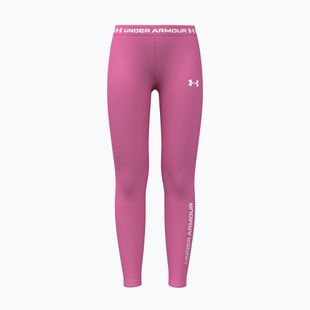 Gyerek leggingsek Under Armour HeatGear Branded Leggings pink frenzy/white