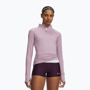 Női futópulóver Under Armour Velociti Half Zip mauve pink/reflective