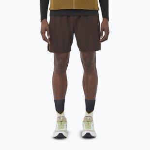 Férfi futó rövidnadrág Salomon Shakeout C 2IN1 7" coffee bean