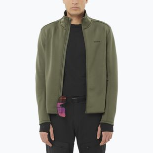 Férfi Salomon Outline Warm Fleece Full Zip teljes cipzáras szőlőlevél pulóver