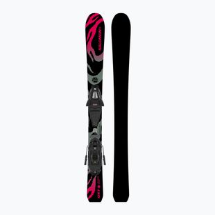 Gyermek lesikló sílécek + kötések Salomon QST Jr Black XS + C5 GW black/neon punch