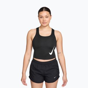 Női futópóló Nike Swoosh Run Dri-Fit black/white