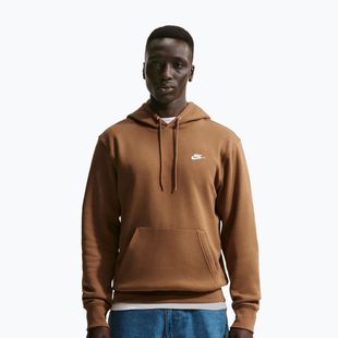 Férfi kapucnis pulóver Nike Club Pullover Hoodie ale brown/ale brown/white