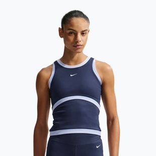 Női edzőpóló Nike One Dri-Fit midnight navy/hydrogen blue/white