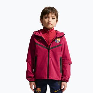 Gyerek futball dzseki Nike FC Barcelona Tech Full Zip noble red/black/mineral yellow