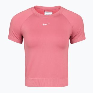 Női edzőpóló Nike Pro Seamless Dri-Fit peony/white