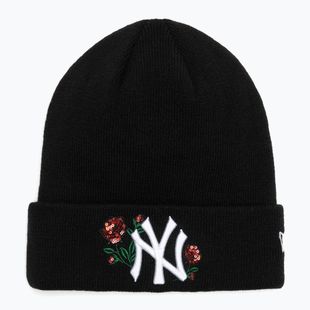 Női téli sapka New Era Sequin Rose Beanie New York Yankees fekete