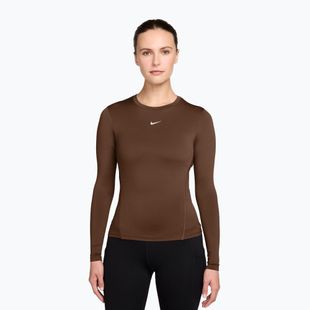 Női edző hosszú ujjú póló Nike One Fitted cacao wow/white