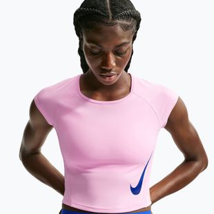 Női futó póló Nike Tempo Swoosh Run Dri-Fit pink rise/pink rise/old royal