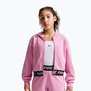 Gyerekpulóver Nike Pro Fleece pink rise/pink rise/black/white