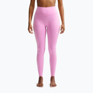 Női edzőleggingsek Nike One pink rise/white