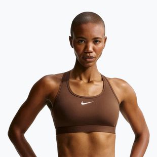 Női melltartó edzésre Nike Swoosh Medium Support cacao wow/white