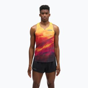 Férfi futó póló HOKA Race Day Singlet TR Print hoka citrus