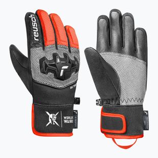 Gyerek síkesztyűk Reusch Worldcup Warrior R-Tex XT Junior black/silver/fluo red