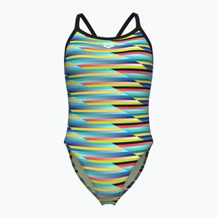 Női egyrészes fürdőruha arena Racing Stripe Xcriss Cross fekete multi/fekete