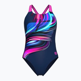 Női egyrészes fürdőruha arena Bloom Swim Pro Back Lb multi navy/navy/shocking pink