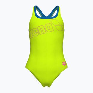 Női egyrészes fürdőruha arena Logo Swim Pro artic lime/kék porcelán