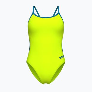 Női egyrészes fürdőruha Arena Lace Back Solid artic lime/blue cosmo