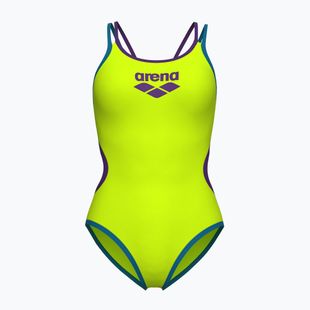 Női egyrészes fürdőruha arena One Double Cross Back One Piece artic lime/plum/blue cosmo