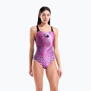 Női egyrészes fürdőruha arena Peacock Swim Pro Back multi pink/black