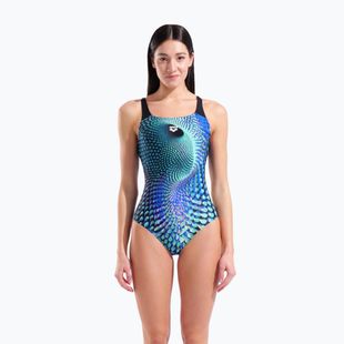 Női egyrészes fürdőruha arena Peacock Swim Pro Back multi green/black