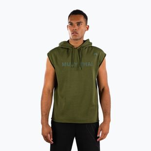 Férfi ujjatlan kapucnis pulóver Venum Muay Thai VT Sleeveless Hoodie military green