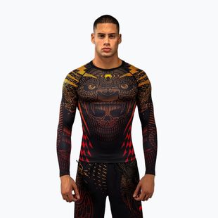 Férfi hosszú ujjú rashguard Venum Quetzal Fury Rashguard black/fury red/tangerine
