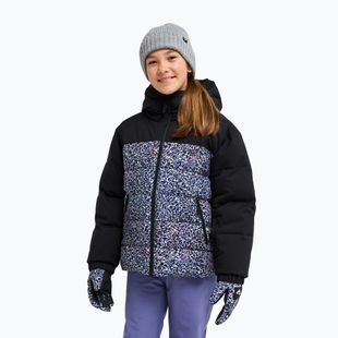 Gyerek snowboarddzseki ROXY Snowyhill Printed Puffy true black wildin out rg