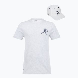 Koszulka męska + czapka Lacoste TH1044 silver chine/ navy blue