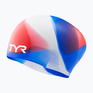 Úszósapka TYR Tiedye Long Hair Multicolor Jr red/white/blue