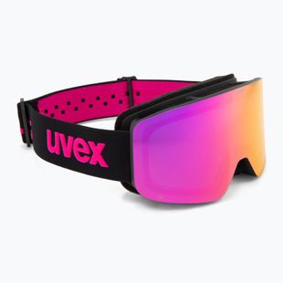 Gyerek síszemüveg UVEX Pwdr FM black matt/mirror pink green clear