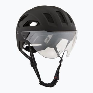 Kerékpáros sisak UVEX Stride Visor fekete matt/litemirror ezüst