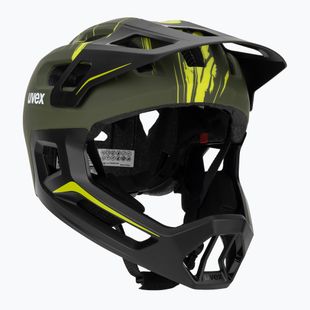 Gyermek kerékpáros sisak UVEX React Fullface Jr dark olive matt