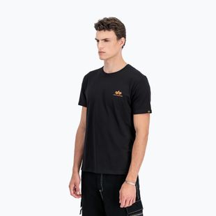 Férfi Alpha Industries Basic Small Logo póló fekete/neon narancssárga
