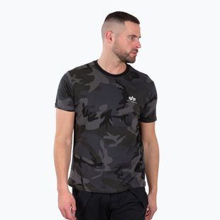 Férfi Alpha Industries Basic Small Logo Camo fekete póló